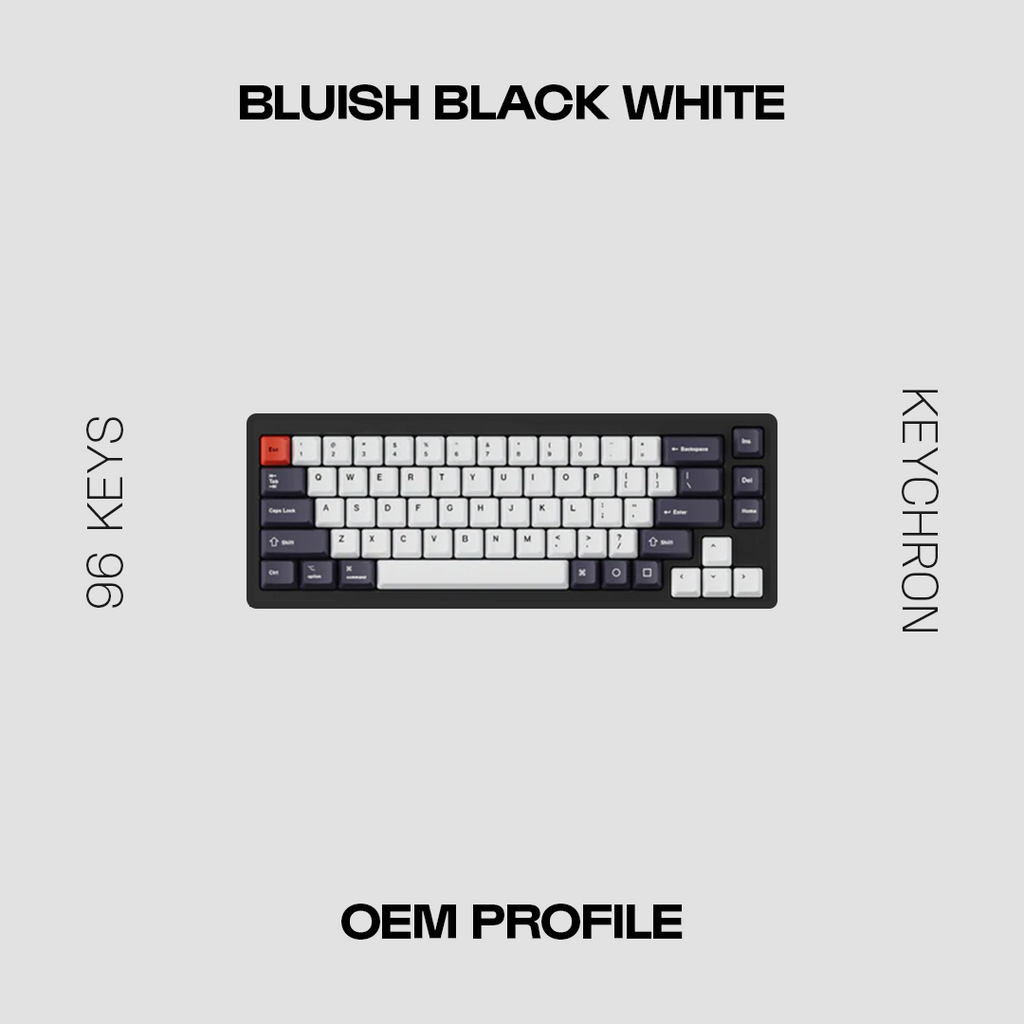 Bluish Black White Keycap Set